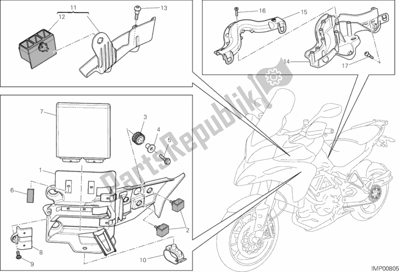 All parts for the Engine Control Unit of the Ducati Multistrada 1200 S Pikes Peak Brasil 2015